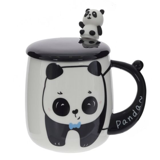 Кружка с крышкой и ложкой, 400 мл, L12 W9 H13 см