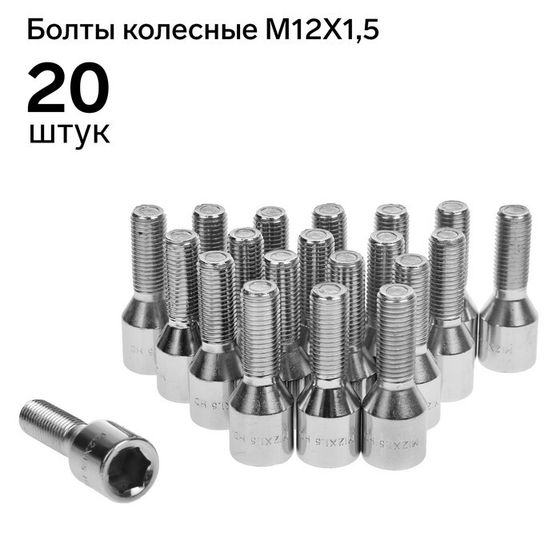 Болт M12x1,5, L=55, H=30 мм, под шестигранник, хром, 98-0170L