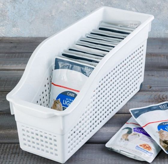 Контейнер Лофт на колесах узкий белый/мокко