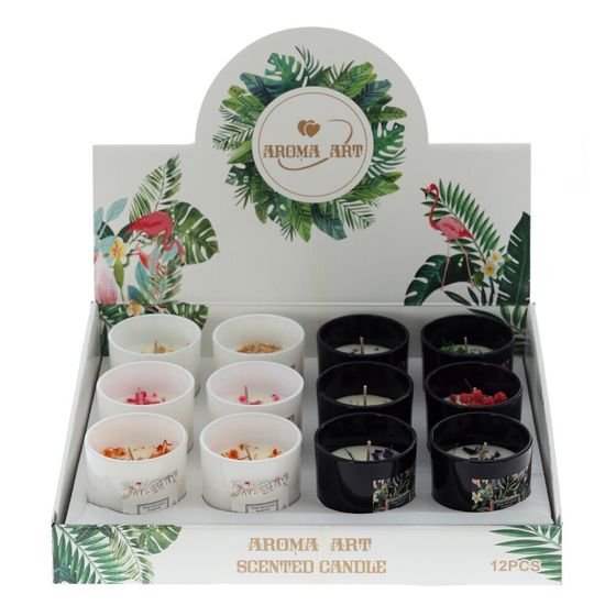 Свеча ароматическая (блок микс 12шт), L7 W7 H8 см, 2в.