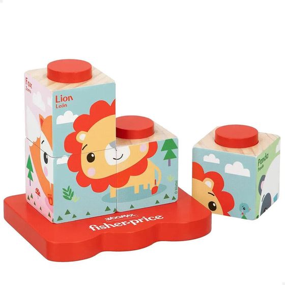 WOOMAX Fisher-Price Puzzle Animal Wooden Blocks 4 pieces