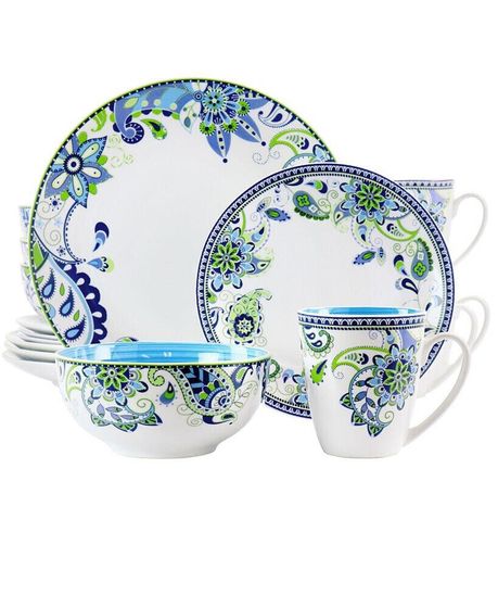 Mandala Concord 16 Piece Round Porcelain Dinnerware Set, Service for 4