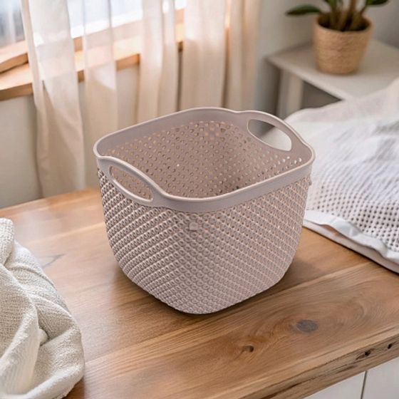 Корзина DIAMOND латте 18.8х18.8х15.8см круглая с ручками