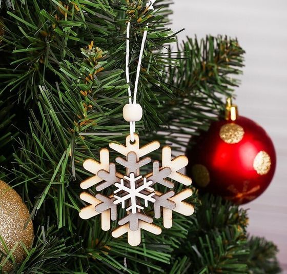 !09 Набор елочных украшений 12 штук: Елочная игрушка «Праздничная снежинка» 6 штук + Елочная игрушка «Резная снежинка» 6 штук