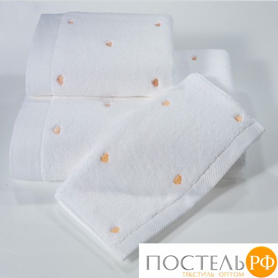 1018G11189100 Полотенце Soft cotton LOVE белый-персиковый 50X100