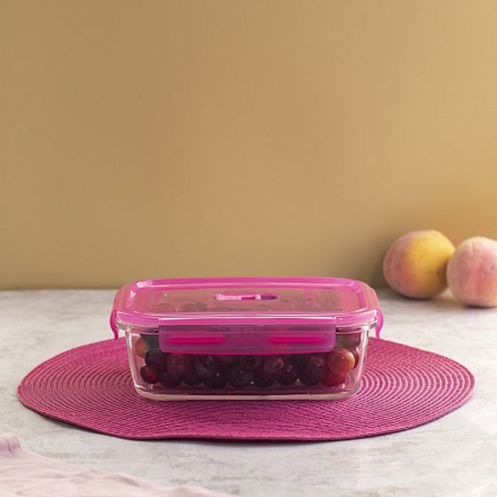 Контейнер ПЮРБОКС АКТИВ НЕОН РОЗОВЫЙ 1220мл прямоугольный