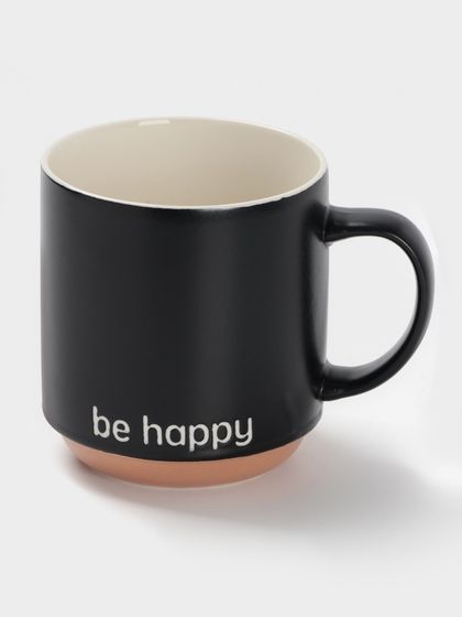 Кружка Доляна &quot;Be happy&quot; 12х9х10 см, цвет черный
