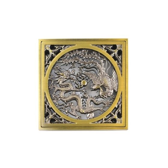 Насадка для трапа Bronze de Luxe &quot;Дракон&quot; 21986, d=100 мм, 100х100 мм, латунь, бронза