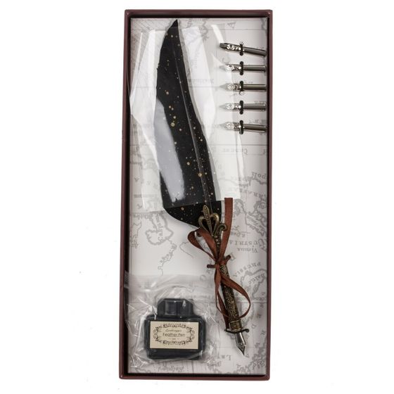 Набор подарочный: ручка перьевая, 5 наконечников, чернильница, Д28 Ш11,5 В3,5 см