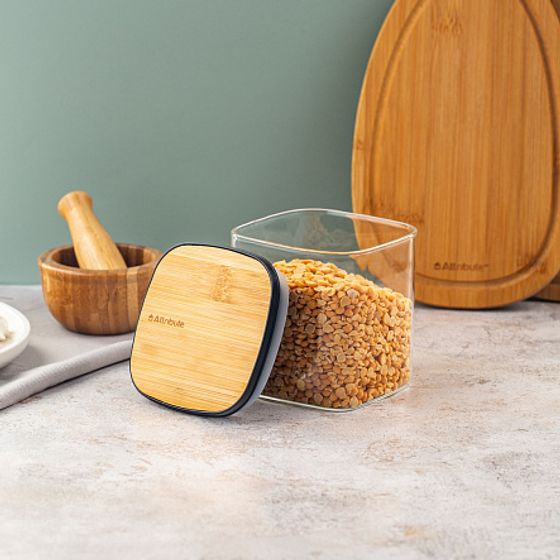 Банка для хранения сыпучих продуктов квадратная BAMBOO 650мл