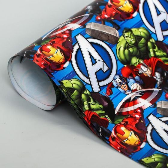 !Бумага упаковочная 2 листа глянцевая, Мстители, 60x90 см.