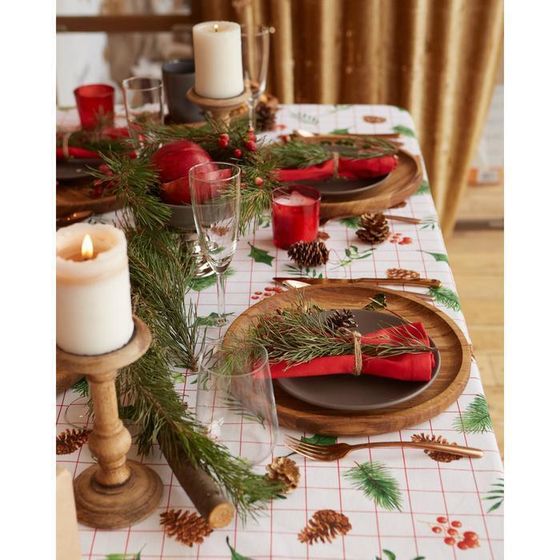 !Скатерть New Year 146х220см, 100%хл, рогожка 164 г/м2