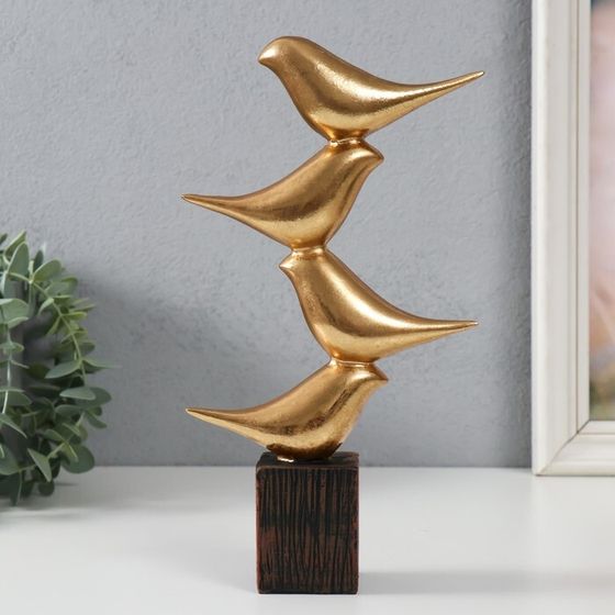Фигурка полистоун «Четыре золотых птички: пирамида», 14×5×25 см
