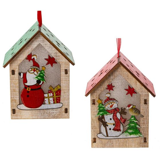 Изделие декоративное подвесное &quot;Домик&quot; с подсветкой, L5,5 W5 H9 см, 2в.