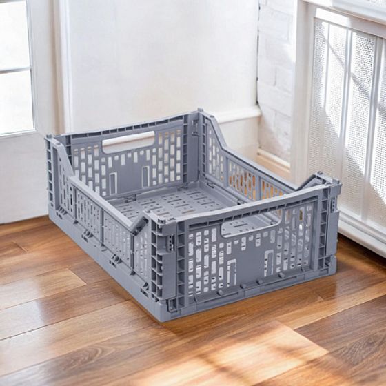 Корзина для хранения складная CASSA M серая 15л