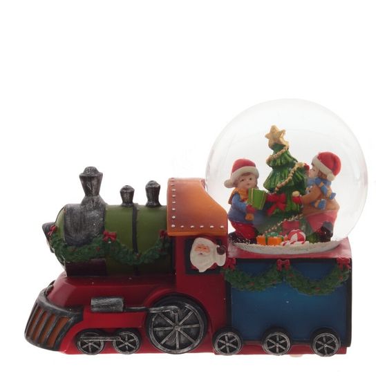 Фигурка декор в стекл шаре &quot;Паровоз&quot; (муз с ключ), D 10 см, L20,5 W10,5 H15 см