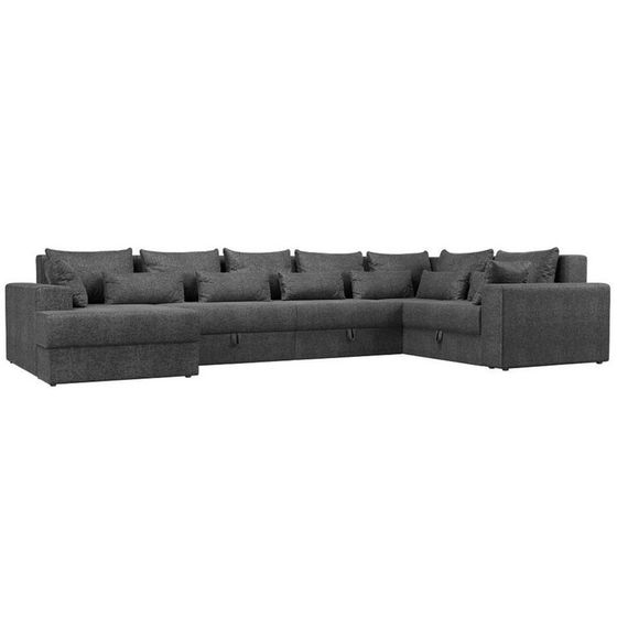 П-образный диван «Майами», механизм еврокнижка, рогожка, цвет серый