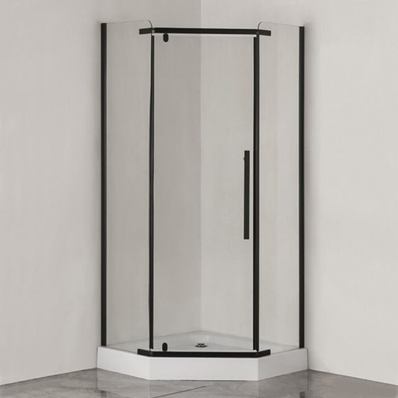 Душевое ограждение Comforty 31NB, прозрачное стекло, чёрный профиль, 90х90х200 см