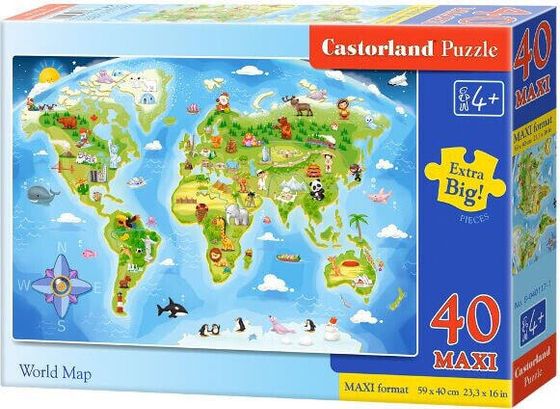 Castorland Puzzle 40 elementów Maxi Mapa świata