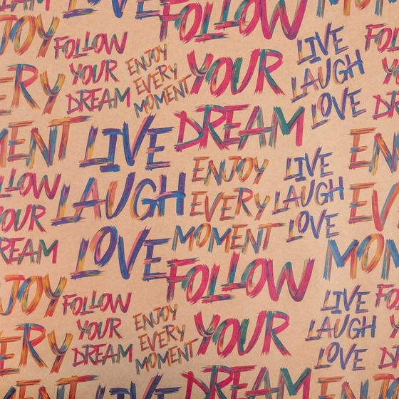 !09 Бумага упаковочная 4 листа крафтовая «Follow your dream», 50 х 70 см