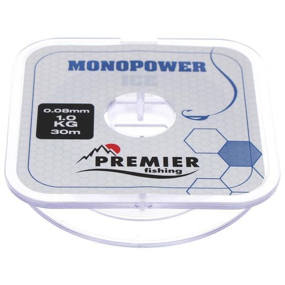 Леска PREMIER fishing MONOPOWER ICE, диаметр 0.08 мм, тест 1 кг, 30 м, нейлон, прозрачная