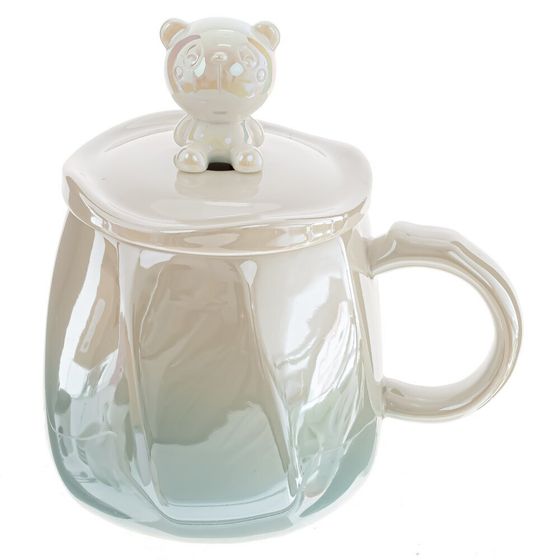 Кружка с крышкой, 400 мл, L8 W8 H9 см, цвет микс