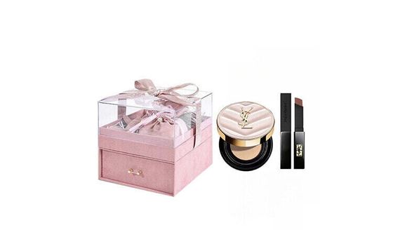 SAINT LAURENT Small Black Stripes Lipstick With Pink Air Cushion Makeup Sets Easy To Color Pink Box/Suede Beloved Box