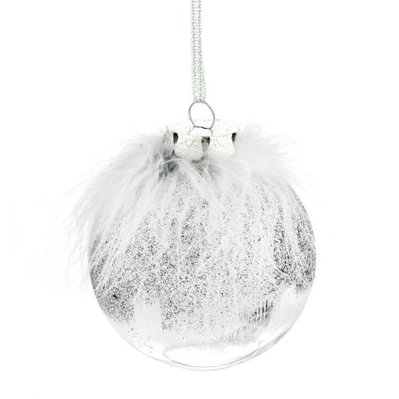 Набор из 12шт, Украшение новогоднее Шар &quot;Перышко страуса&quot;, D 8 см, L35 W27 H9 см