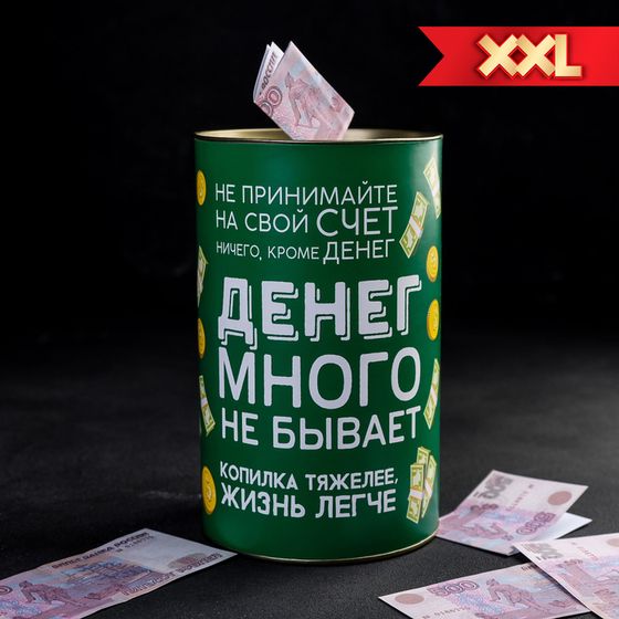 Копилка XXL «Денег много не бывает», 20 х 12,5 см