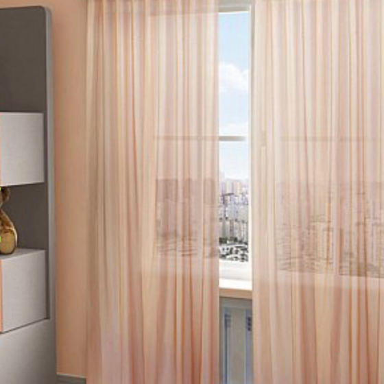 !09 Тюль "Пегги" 300*280 розовая на шторной ленте