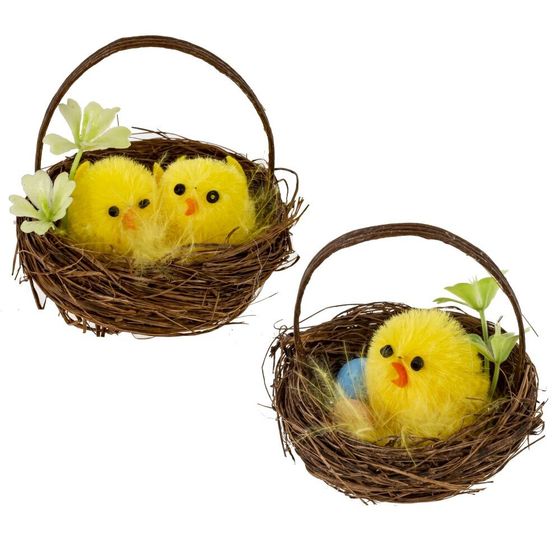Набор из 2-х изделий декоративных &quot;Гнездо пасхальное&quot;, Д11 Ш6 В6 см
