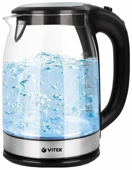 Чайник электрический Vitek VT-7095 (TR) 1.8л 2200Вт черный/стекло