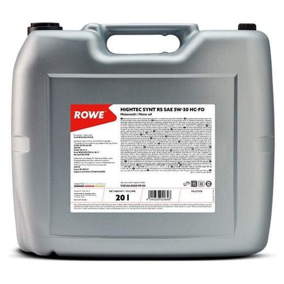 Масло моторное Rowe 5/30 Hightec Synt RS HC-FO ACEA A1/B1,A5/B5,API SN, ILSAC GF-3/-4, синтетическое, 20 л