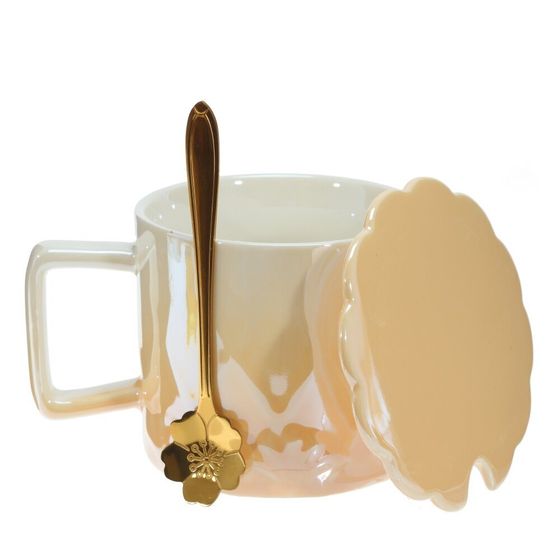 Кружка с крышкой, 420 мл, L13 W10 H9 см, цвет микс