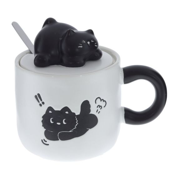 Кружка с крышкой, 360 мл, L14 W10 H12 см, 4в.