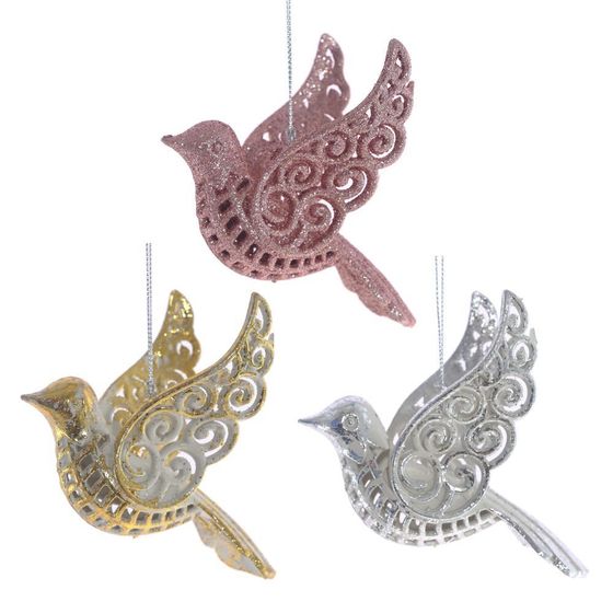 Украшение новогоднее "Птичка, L12 W7 H11 см, 3в.