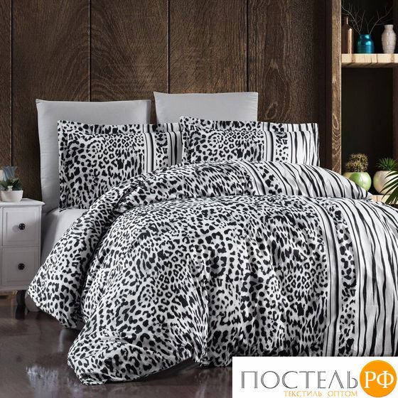 12231 КПБ DO&amp;CO Сатин DELUX 200*220 (50*70/2) (70*70/2) LEOPARD чёрный