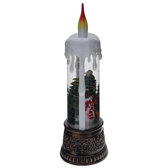 Изделие декоративное &quot;Свеча&quot; (подсвет, муз, вьюга, 3хААА н/п +USB), L12,5 W8 H25 см