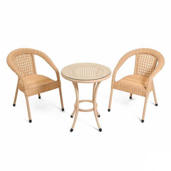 Набор садовой мебели &quot;Ротанг&quot; 3 предмета: стол + 2 кресла, коричневый