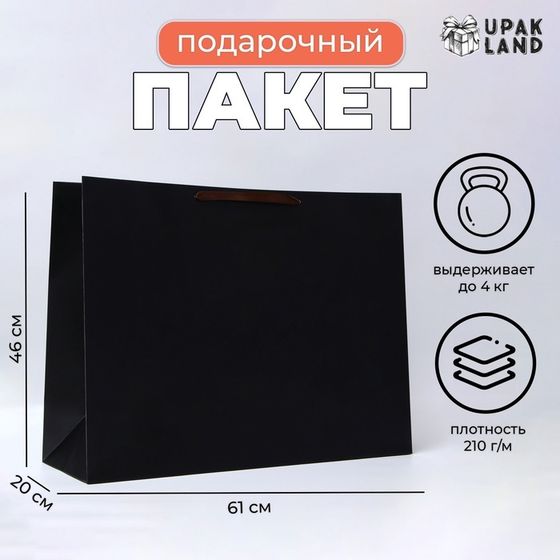 Пакет ламинированный горизонтальный «Черный», XXL 61×46×20 см