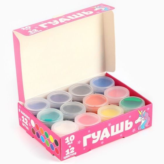 !Набор для творчества - 2 предмета -Гуашь 12 цветов по 10 мл «Единорог», Минни Маус + Мелки цветные Calligrata, в наборе 9 штук, квадратные