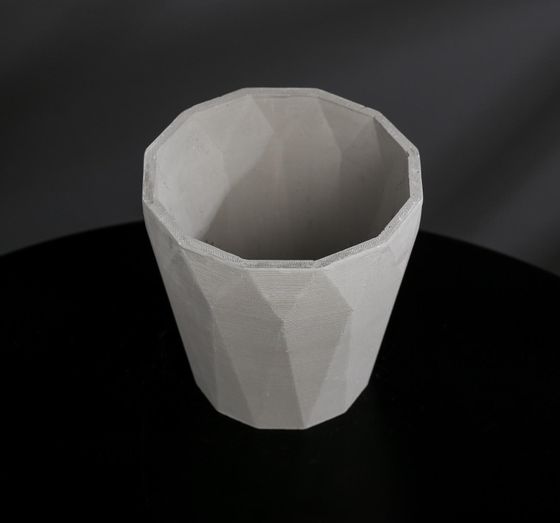 !09 Кашпо из гипса «Полигональ», серое, 10,5 х 11 см, 0,5 л