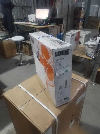 УЦЕНКА-Вентилятор напольный Mystery MSF-2446 40Вт скор.:3 голубой (1шт)-(плохая упаковка. после ремонта)