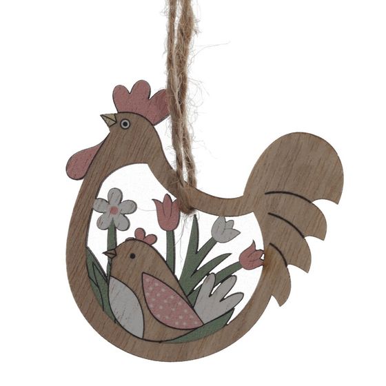 Набор из 8-ми изделий декоративных подвесных "Курица/Петух" (6*05*6), L12,5 W12,5 H1,5 см