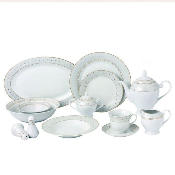 Carlotta-Mix and Match Gold Trim 57-PC Dinnerware Set, Service for 8