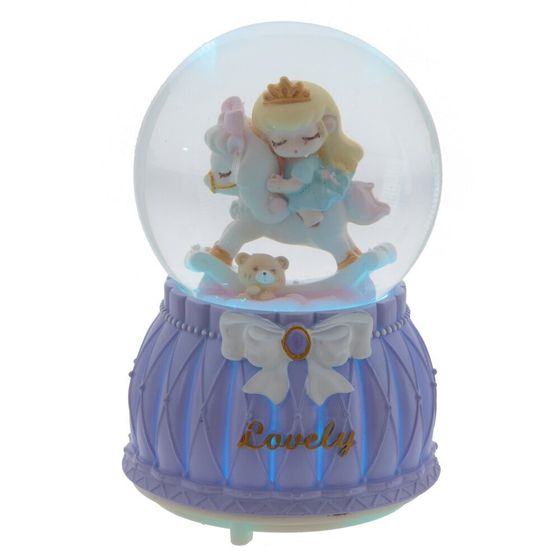 Фигурка декор &quot;Девочка на лошадке&quot; в стекл шаре (муз, подсвет, 2xAAA н/п), D8 см, Д9 Ш9 В13 см