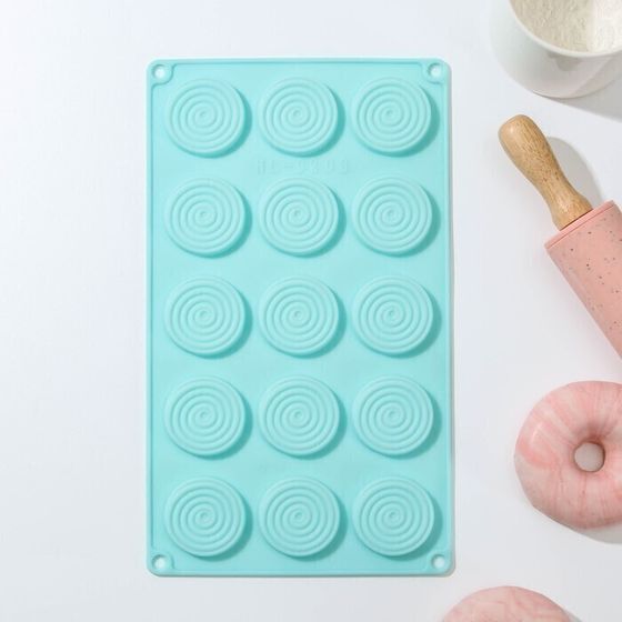 !09 Форма силиконовая для выпечки «Конфи», 15 ячеек, 29×17×1 см, цвет МИКС