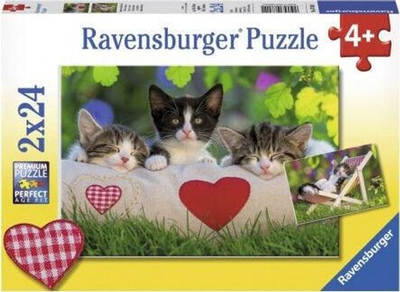 Ravensburger Puzzle 2x24 elementów Śpiące kocięta