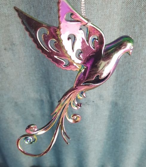 !09 Набор из 2-х штук: Елочное украшение &quot;Bird of paradise&quot; Птичка 15.5 см. цвет фуксия/фиолетовый