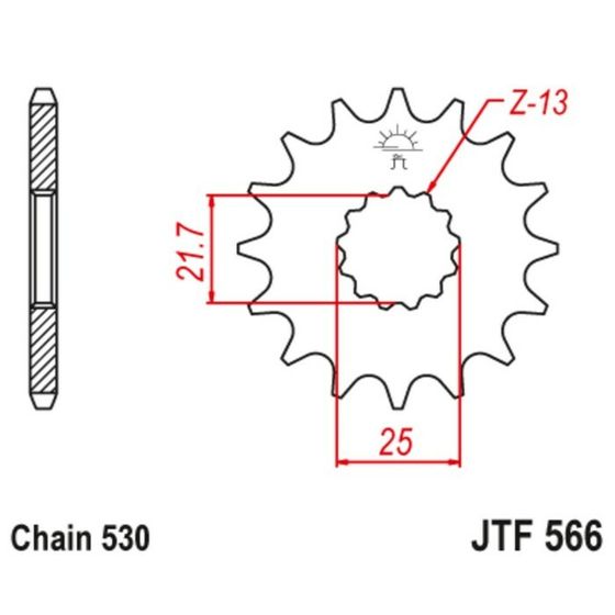 Звезда передняя, ведущая JTF566, стальная, цепь 530, 14 зубьев